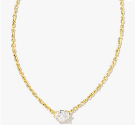 Gold Floating Brilliant Oval Solitaire Pendant Choker