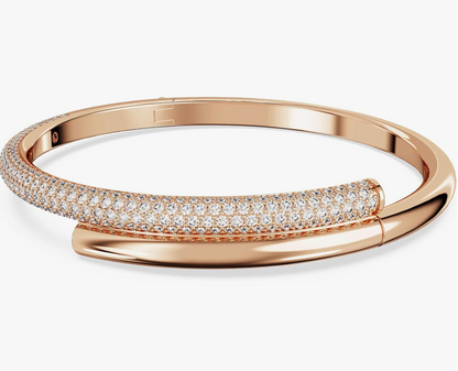 Rose Gold Multi-Row Pavé Overlapping Bypass Bangle