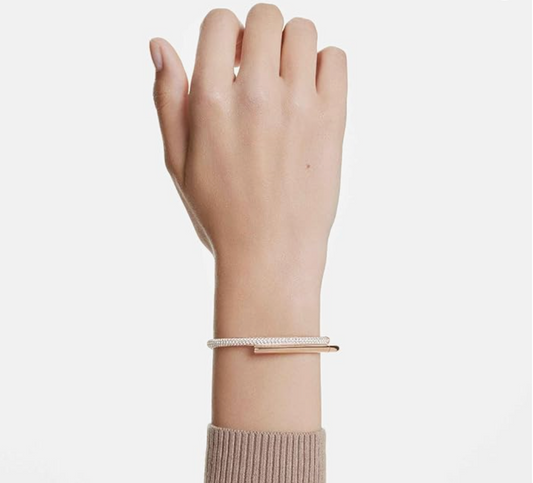 Rose Gold Multi-Row Pavé Overlapping Bypass Bangle
