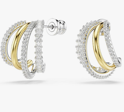 Mixed-Metal Quadruple Multi-Strand Pavé Hoop Earrings